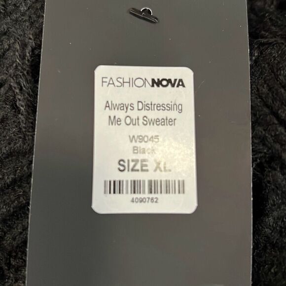 - NWT Fashion Nova black distressed sweater. XL - Picture 10 of 15
